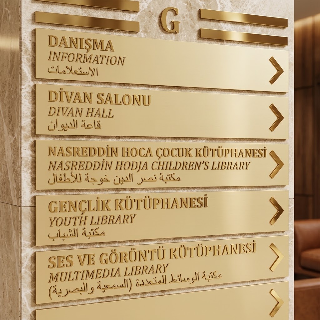 Kütüphane iç mekân yönlendirme sistemi
